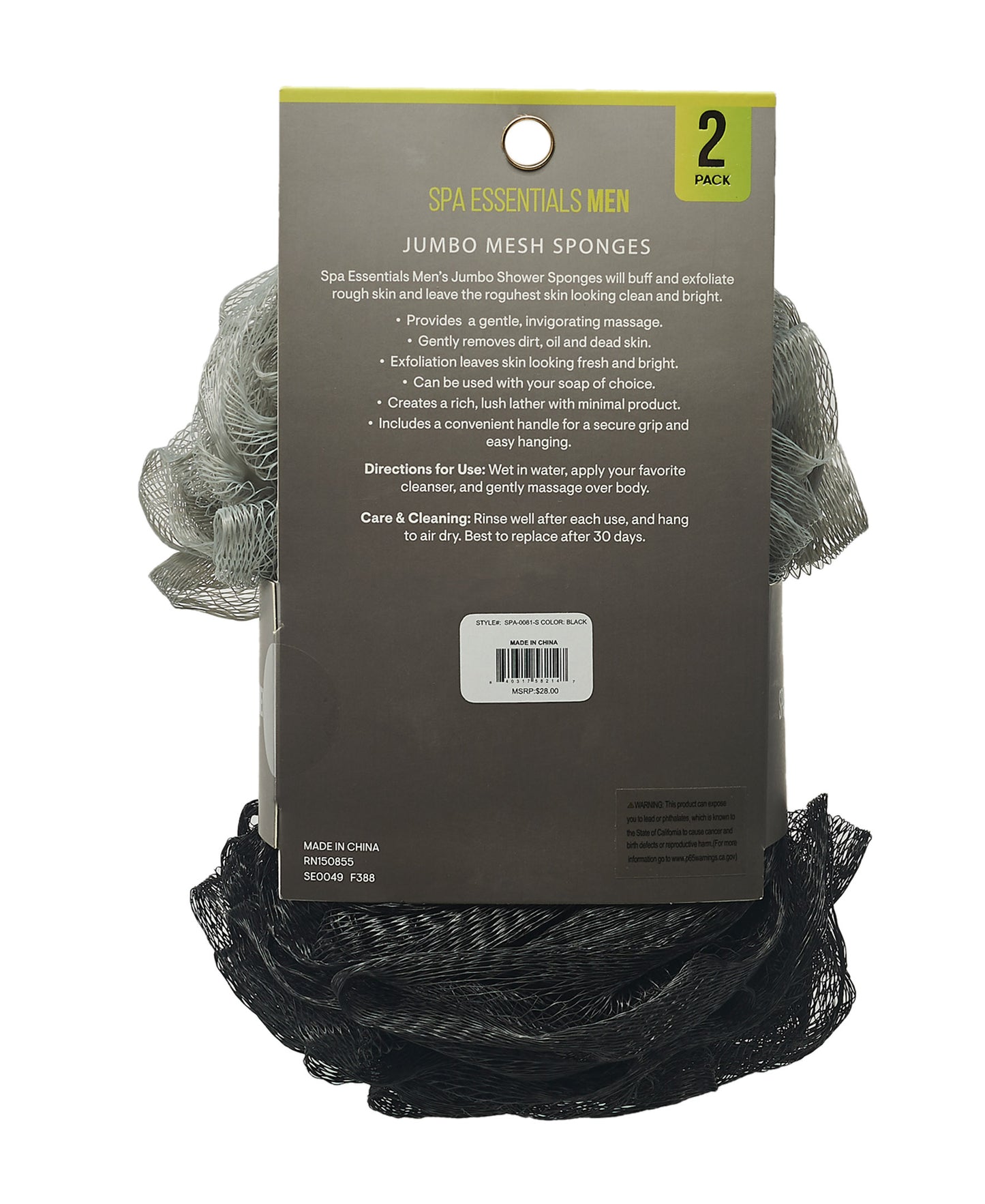 Spa Essentials Men's Bath Poufs - 10 Pk
