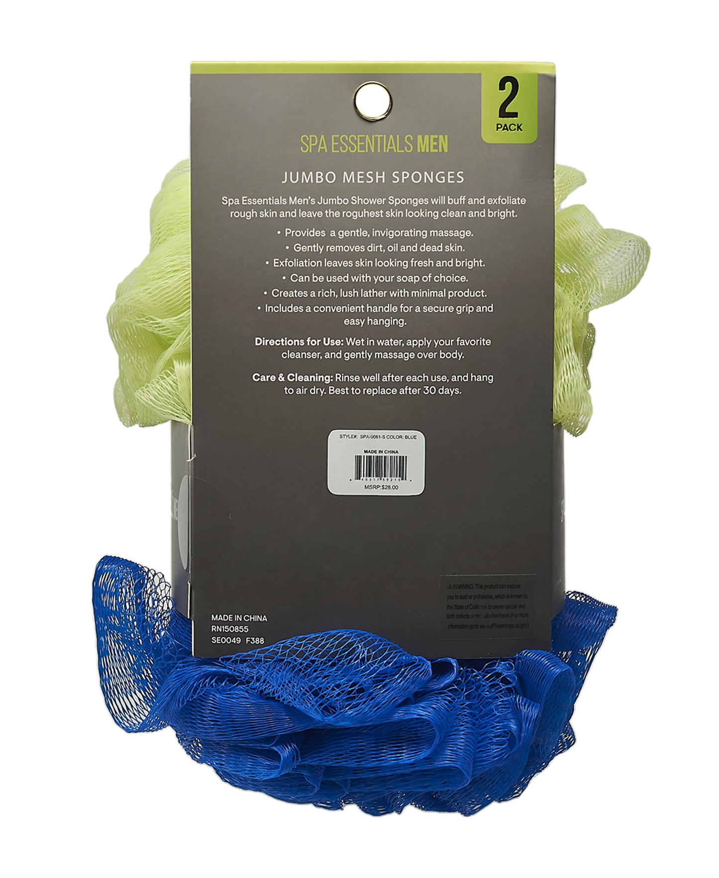 Spa Essentials Men's Bath Poufs - 10 Pk