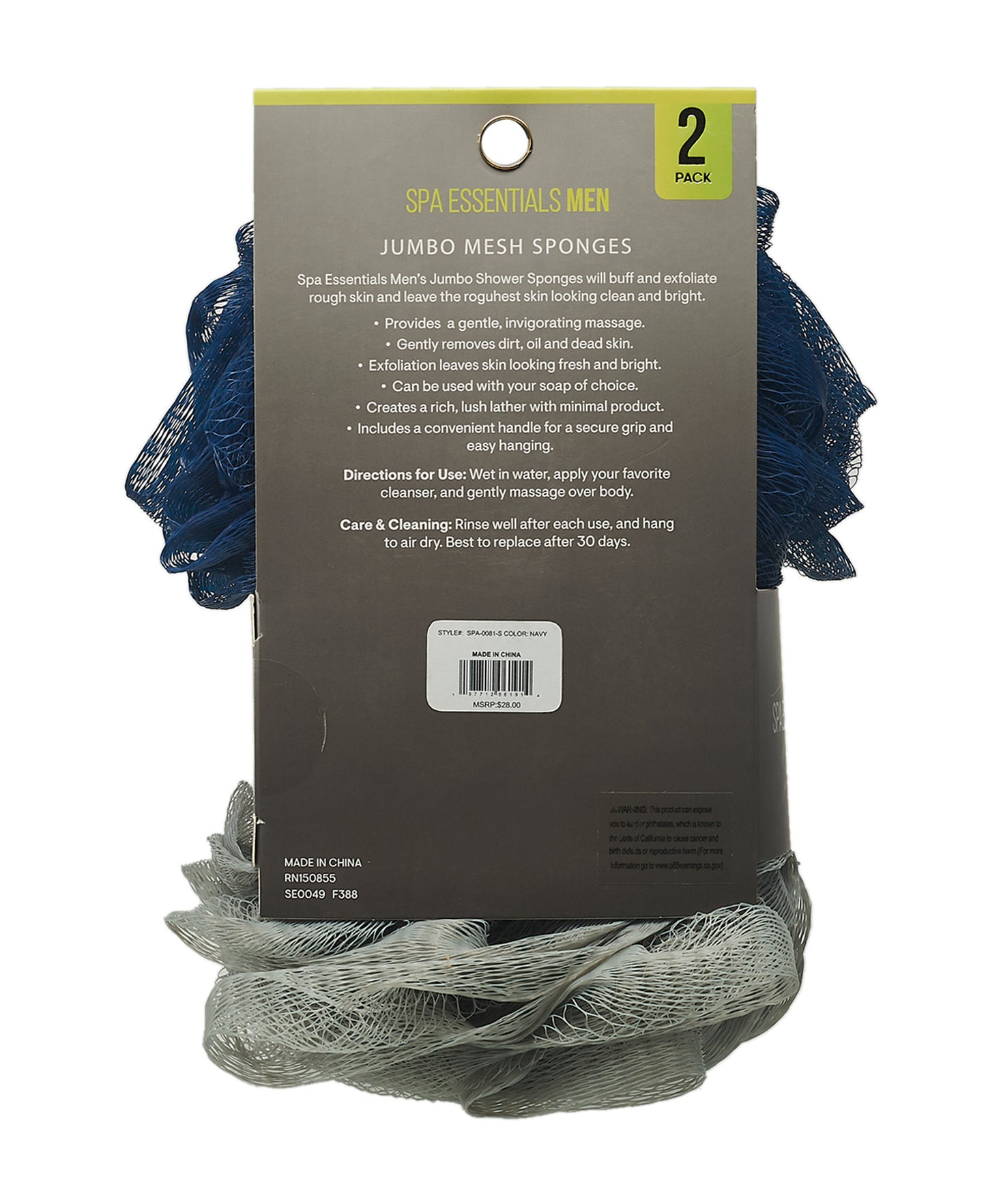 Spa Essentials Men's Bath Poufs - 10 Pk